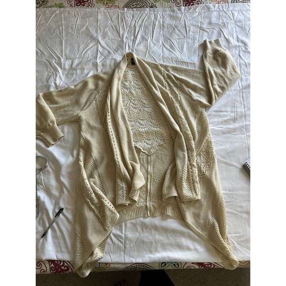 Cal style Crochet Knit Open Front Cardigan Kimono Size 2x Boho Lagenlook - Picture 3 of 8